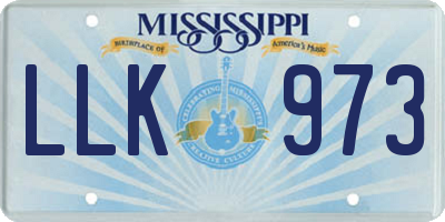 MS license plate LLK973