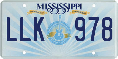 MS license plate LLK978