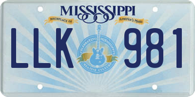 MS license plate LLK981