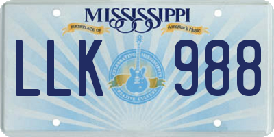 MS license plate LLK988