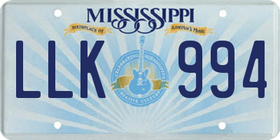 MS license plate LLK994