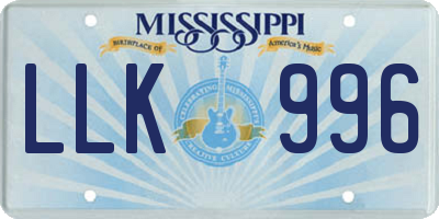 MS license plate LLK996