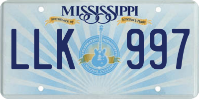 MS license plate LLK997