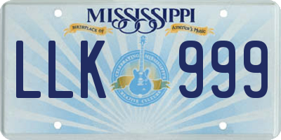 MS license plate LLK999