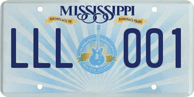 MS license plate LLL001