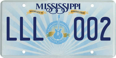 MS license plate LLL002