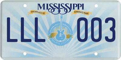 MS license plate LLL003