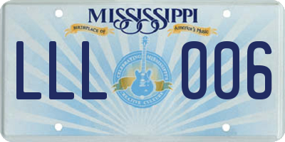 MS license plate LLL006