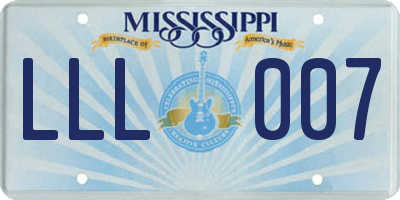 MS license plate LLL007