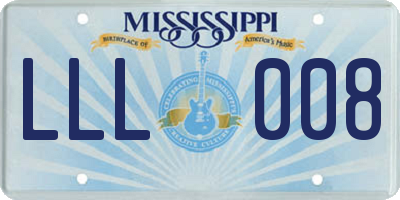 MS license plate LLL008