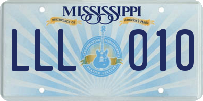MS license plate LLL010