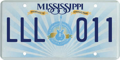MS license plate LLL011