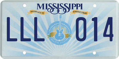 MS license plate LLL014