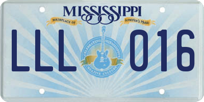 MS license plate LLL016