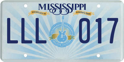 MS license plate LLL017