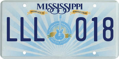 MS license plate LLL018
