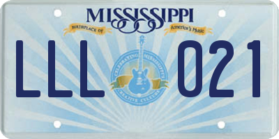 MS license plate LLL021
