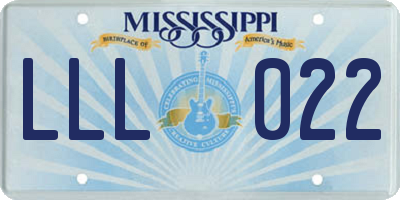 MS license plate LLL022
