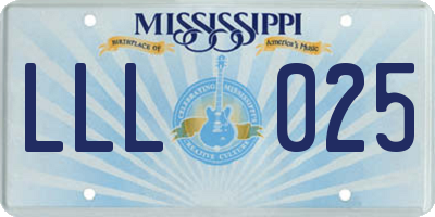 MS license plate LLL025