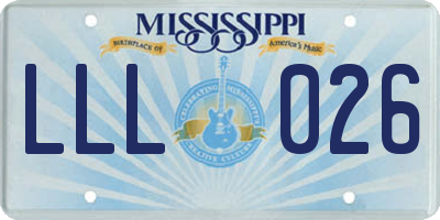 MS license plate LLL026