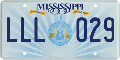 MS license plate LLL029
