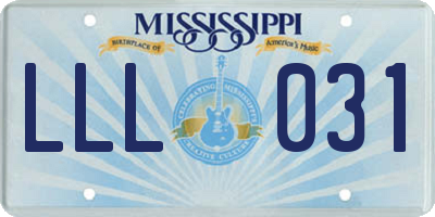 MS license plate LLL031