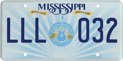 MS license plate LLL032