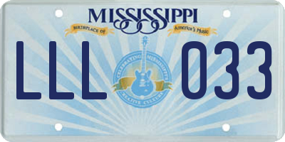 MS license plate LLL033
