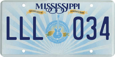 MS license plate LLL034