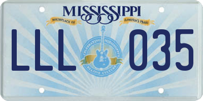 MS license plate LLL035