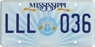 MS license plate LLL036