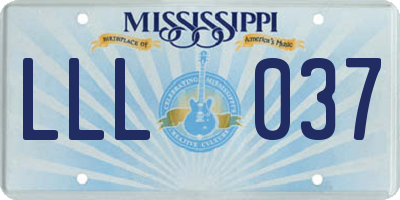 MS license plate LLL037