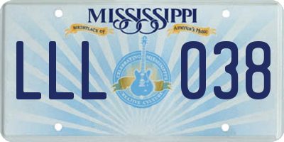 MS license plate LLL038