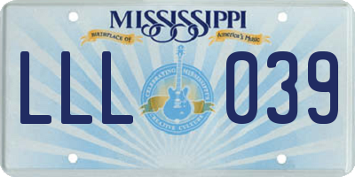 MS license plate LLL039