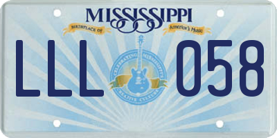 MS license plate LLL058