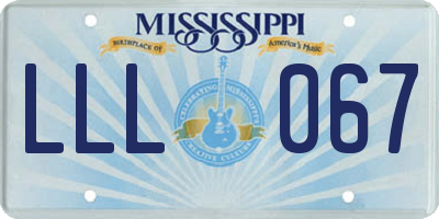 MS license plate LLL067