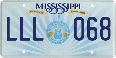MS license plate LLL068