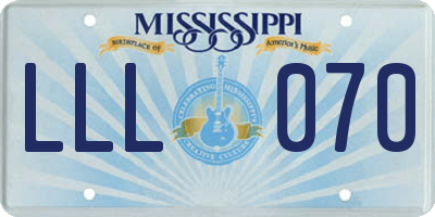 MS license plate LLL070