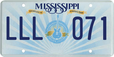 MS license plate LLL071
