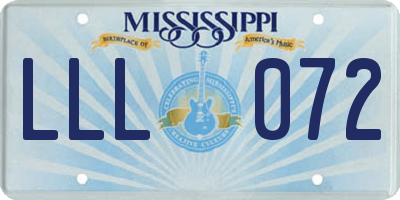 MS license plate LLL072