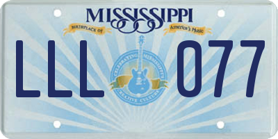 MS license plate LLL077