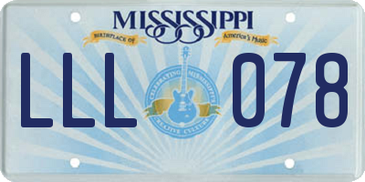 MS license plate LLL078