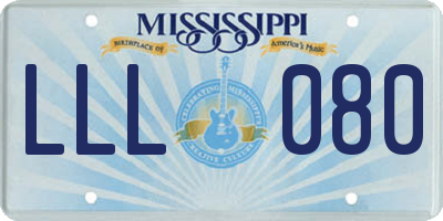 MS license plate LLL080