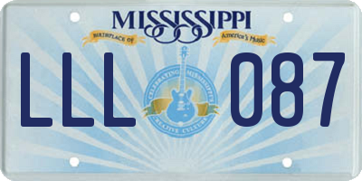 MS license plate LLL087