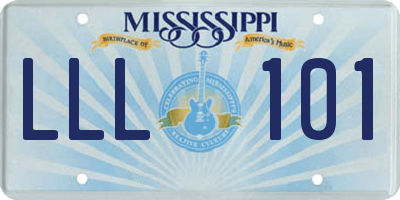 MS license plate LLL101