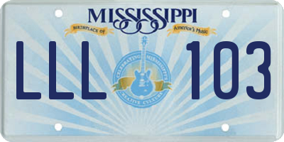 MS license plate LLL103