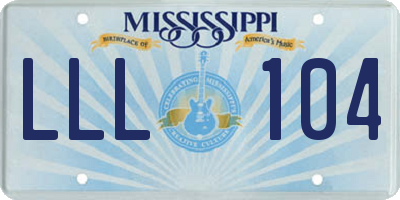 MS license plate LLL104