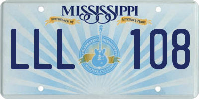 MS license plate LLL108