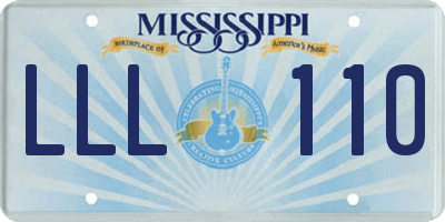 MS license plate LLL110