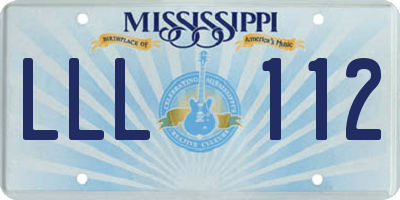 MS license plate LLL112